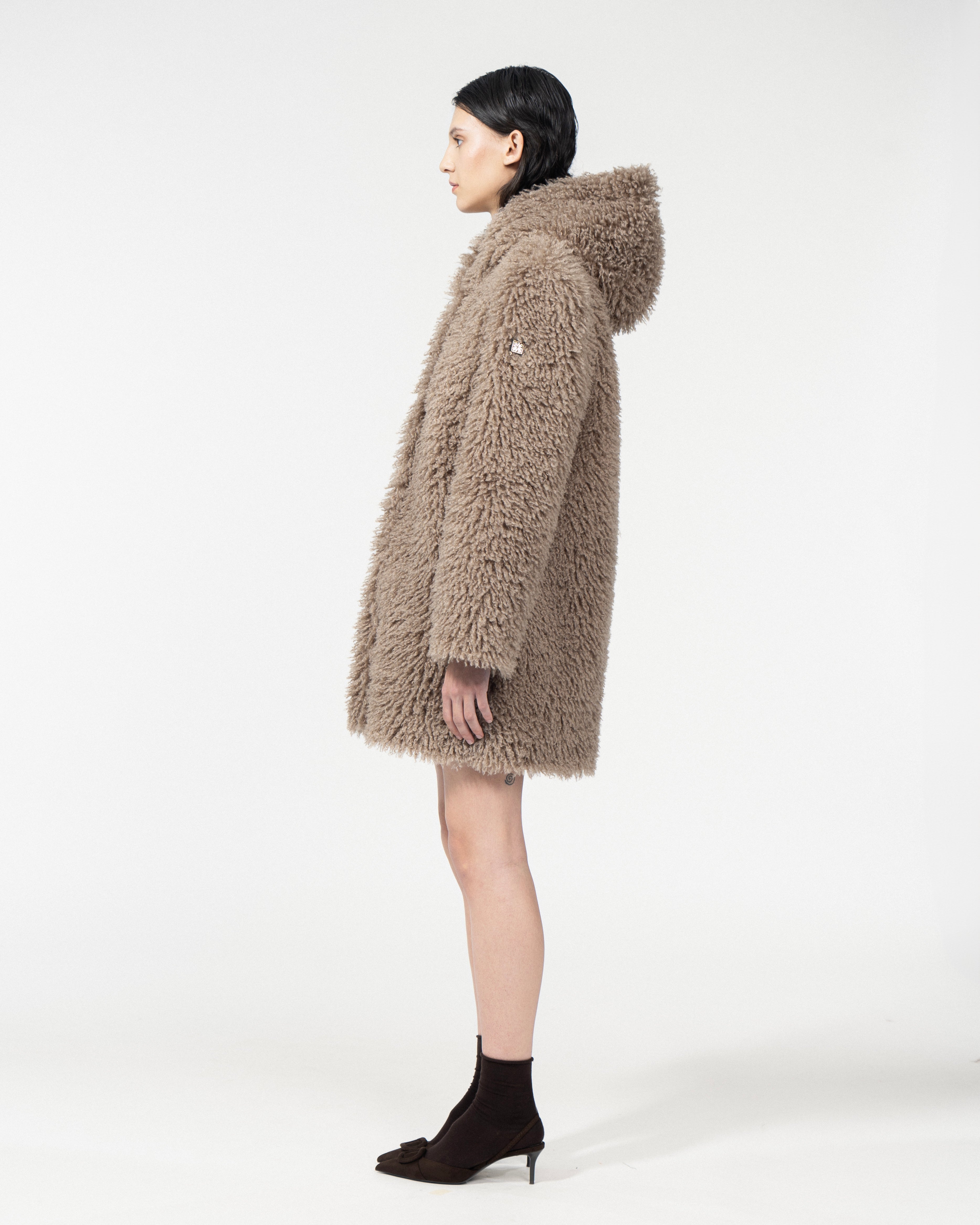 CAPPOTTO IN ECOPELLICCIA DOPPIATA ECOPELLE