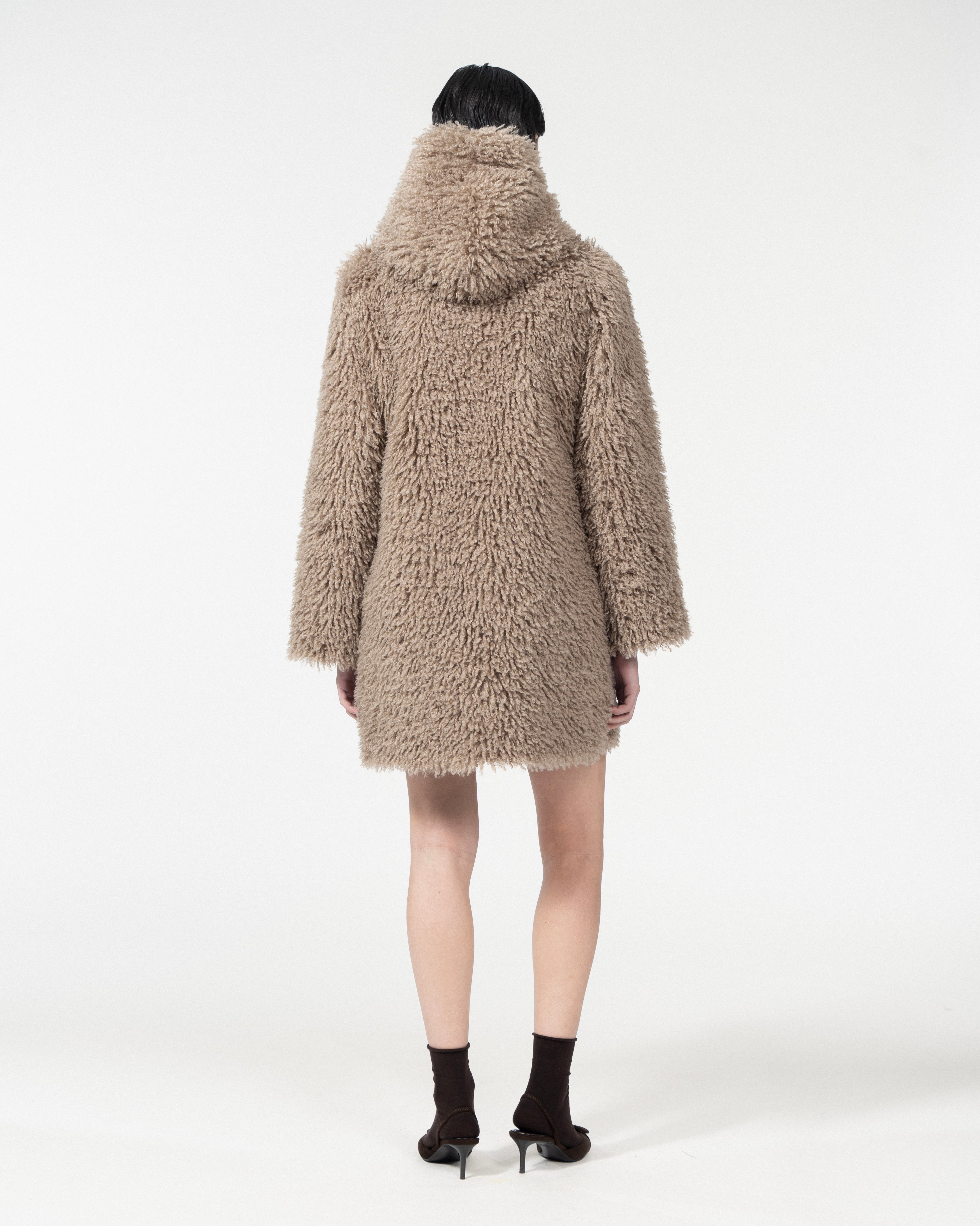 CAPPOTTO IN ECOPELLICCIA DOPPIATA ECOPELLE