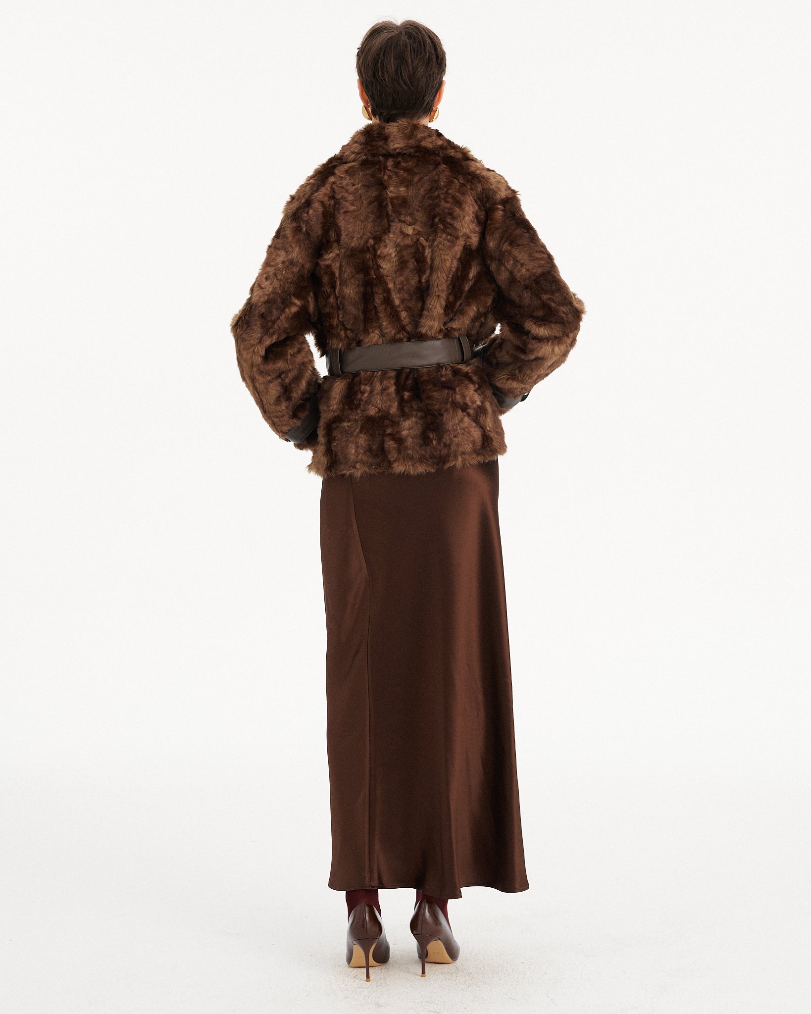 CAPPOTTO IN ECOPELLICIA CON CINTURA