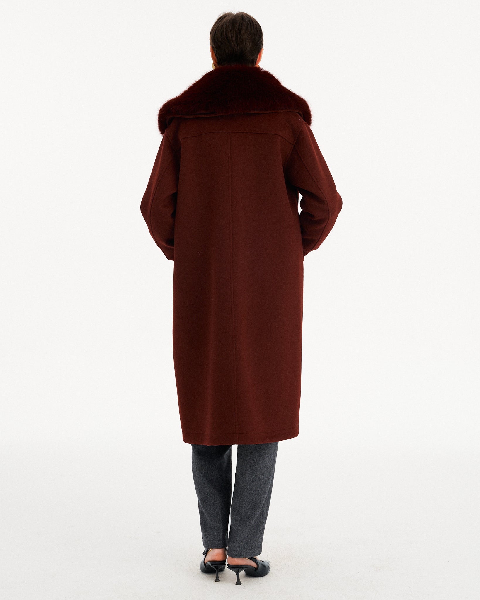 CAPPOTTO LUNGO CON COLLO IN PELLICCIA E ZIP
