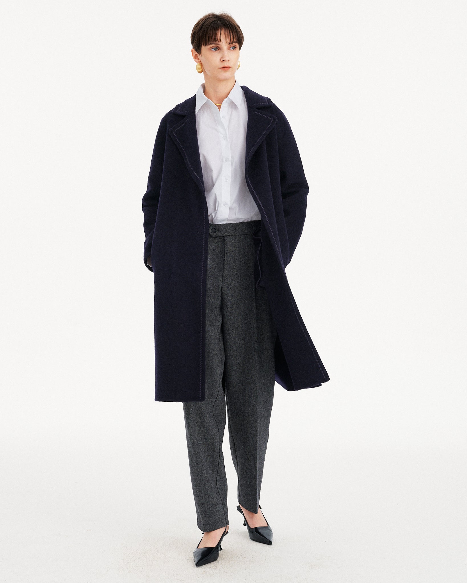 CAPPOTTO LUNGO IN LANA CON CINTURA
