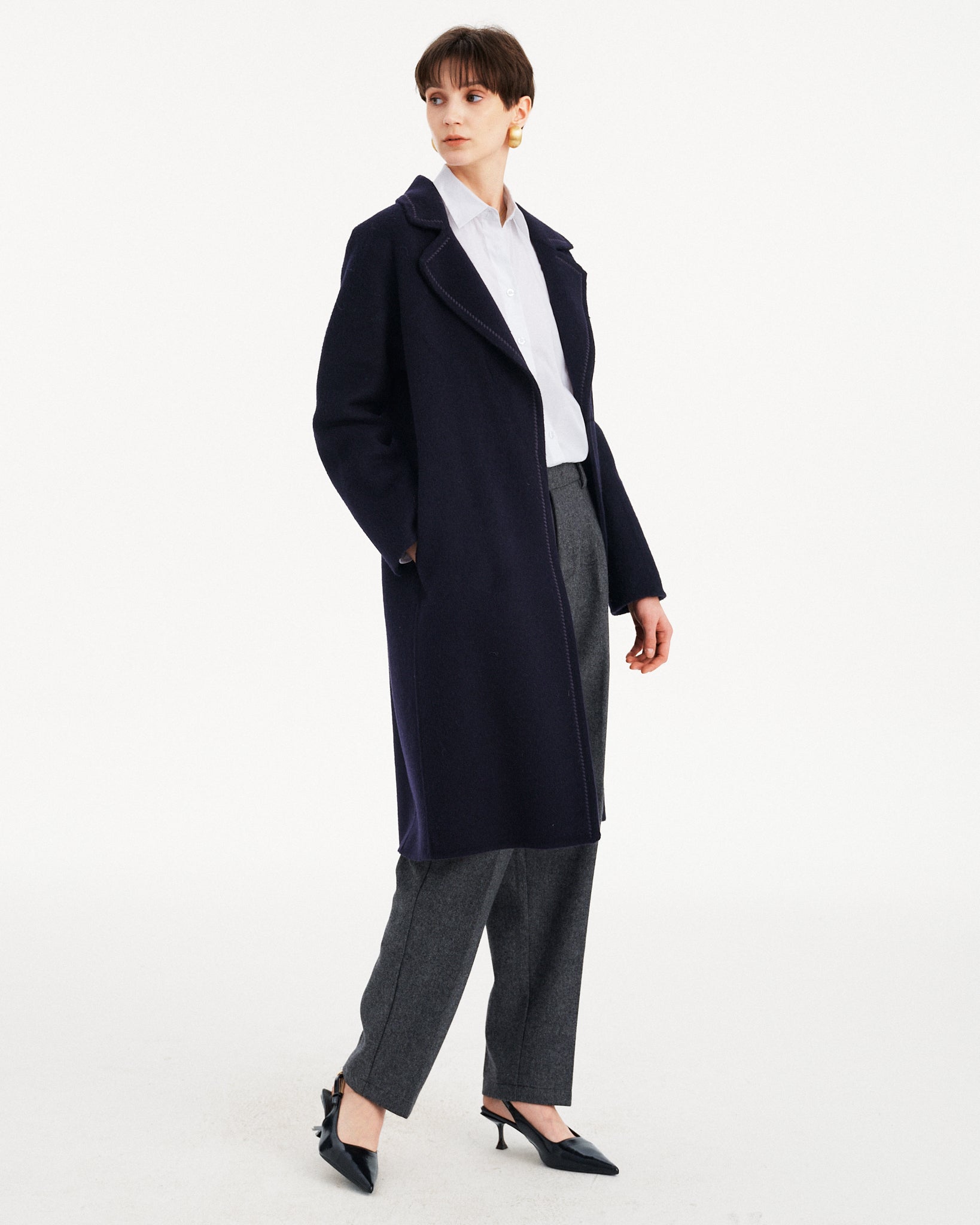 CAPPOTTO LUNGO IN LANA CON CINTURA